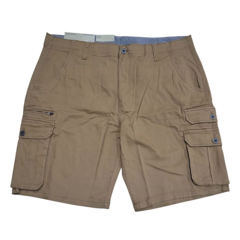 IRON Clothing Co Men's Stretch Twill Multi Pocket Cargo Short - Caramel